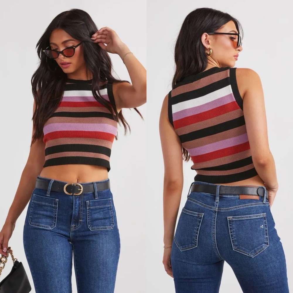 Old Soul Sleeveless Striped Sweater Top - Picture 3 of 3